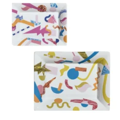 Alchimie set di posacenere e svuotatasche con decoro astratto