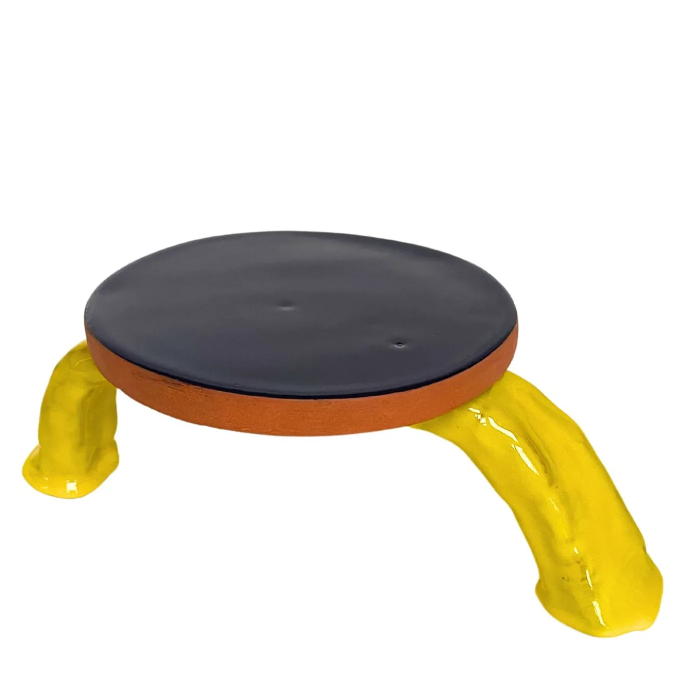 Alzata in Ceramica Serie Fungo Blu Marino e Giallo Cadmio