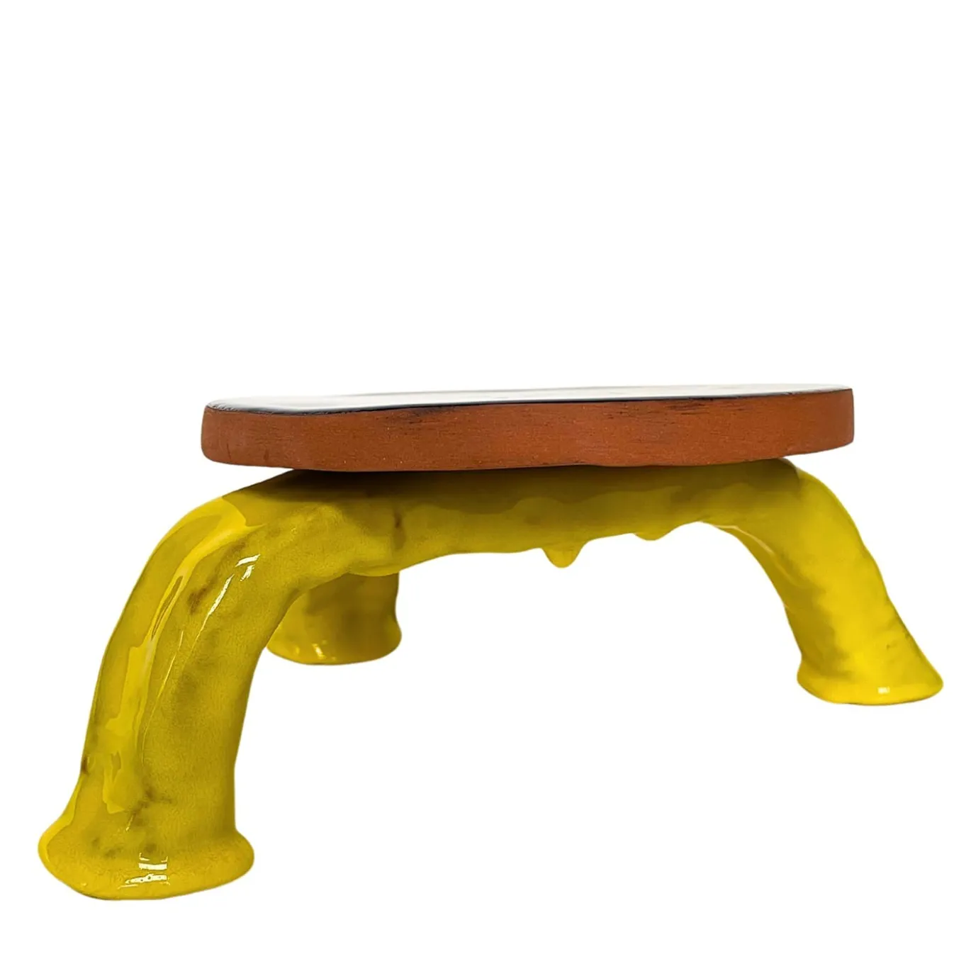 Alzata in Ceramica Serie Fungo Blu Marino e Giallo Cadmio