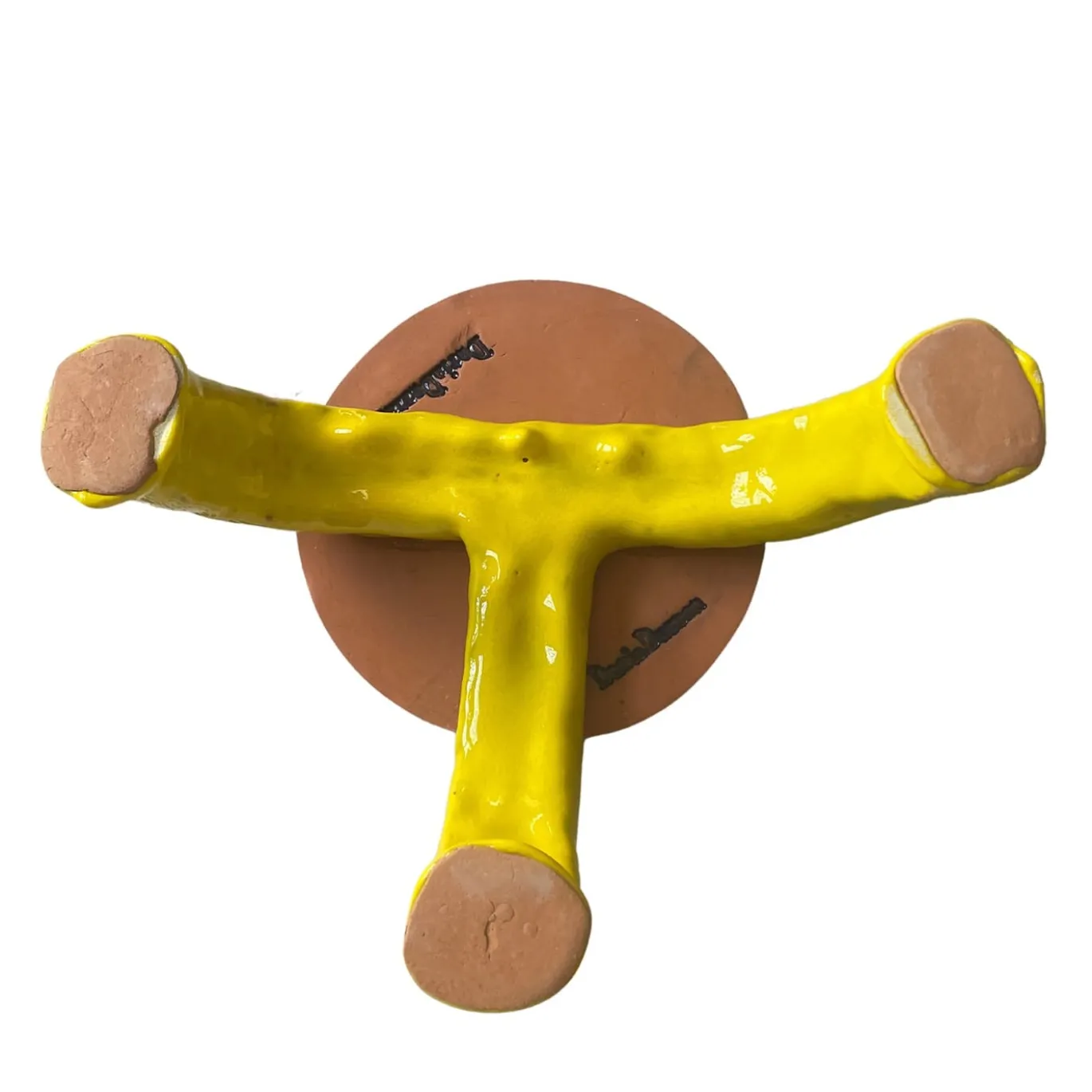 Alzata in Ceramica Serie Fungo Blu Marino e Giallo Cadmio