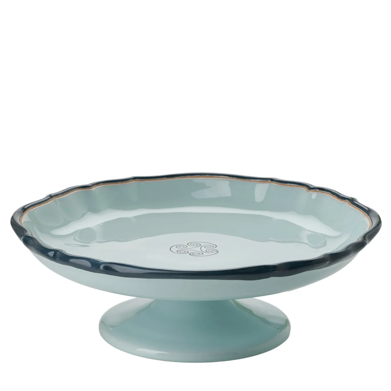 Alzata per dolci Monogram in ceramica celeste velato