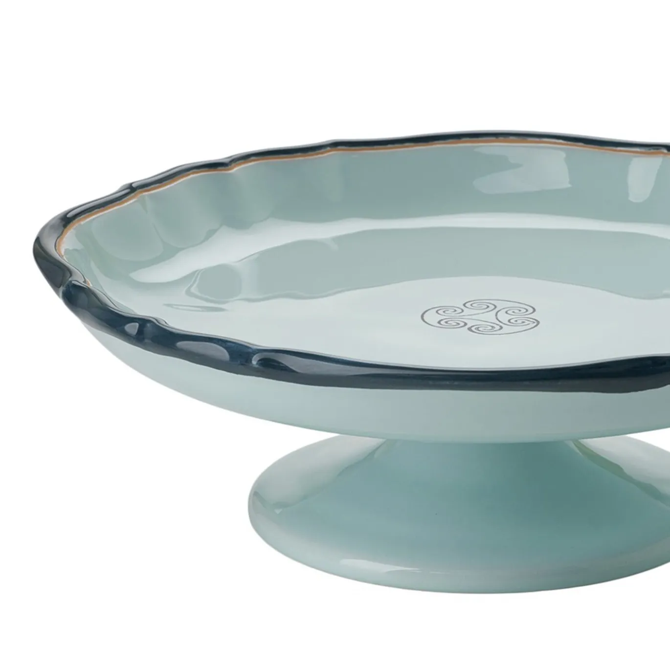 Alzata per dolci Monogram in ceramica celeste velato