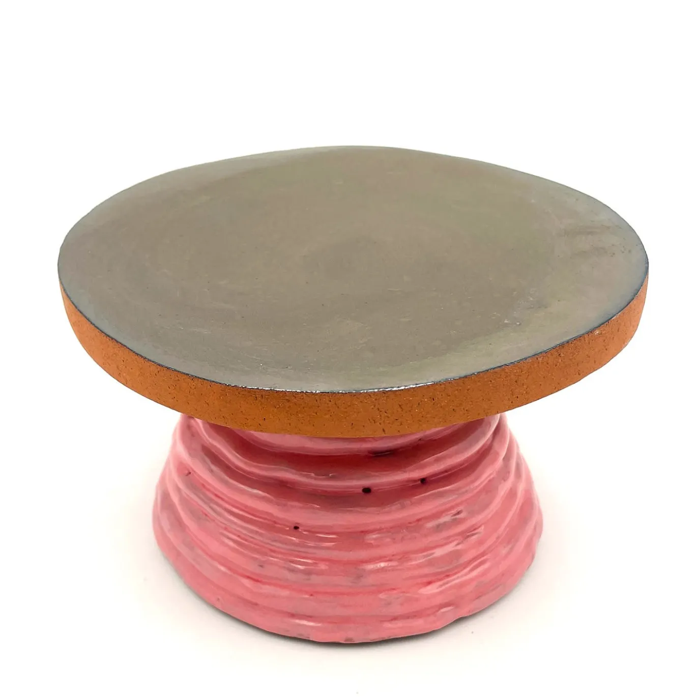Alzata per torta Fungo Ciccia bronzo metallizzato e rosa