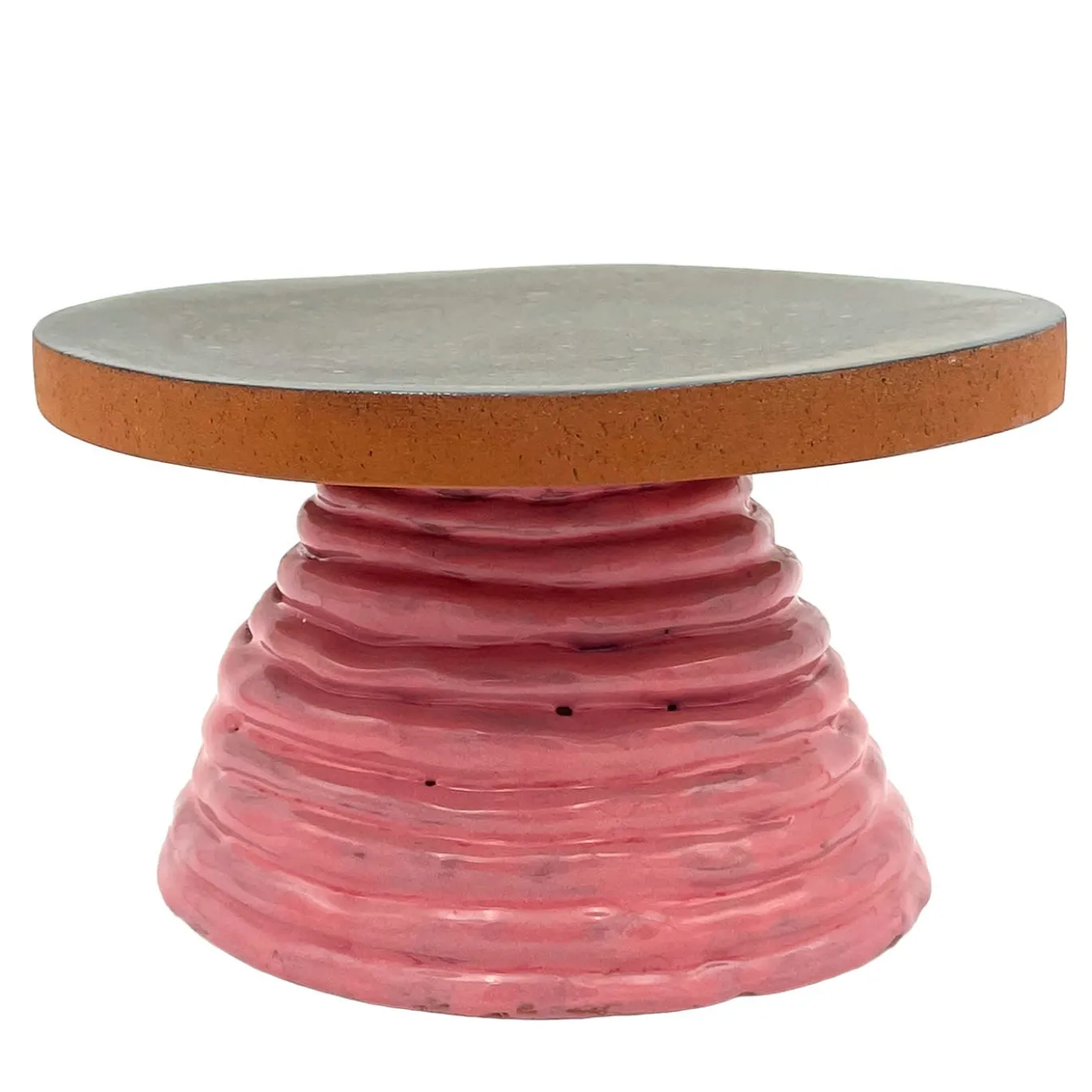 Alzata per torta Fungo Ciccia bronzo metallizzato e rosa
