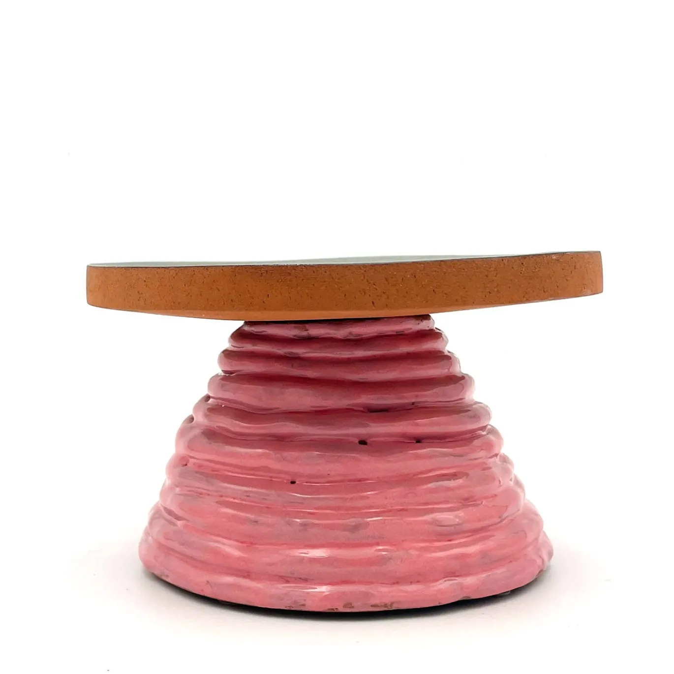 Alzata per torta Fungo Ciccia bronzo metallizzato e rosa