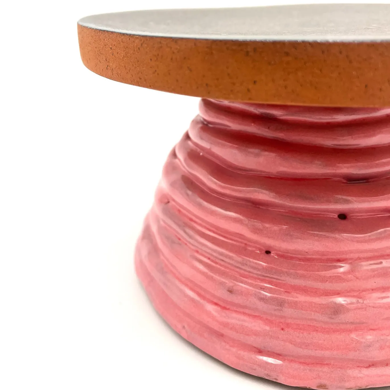 Alzata per torta Fungo Ciccia bronzo metallizzato e rosa