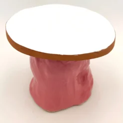 Alzata per torta Fungo Rock rosa e bianca lucida