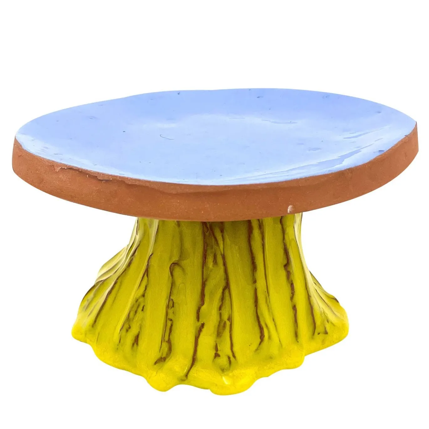 Alzata per torta Fungo Vulcano giallo cadmio e lilla