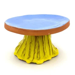 Alzata per torta Fungo Vulcano giallo cadmio e lilla