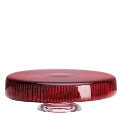 Alzata per Torta in Vetro Rosso Glitter Noel