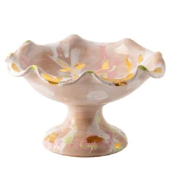 Alzata rotonda in ceramica con bordo increspato