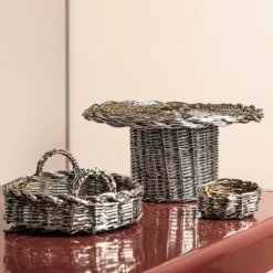 Alzata Rotonda intrecciata in argento placcato
