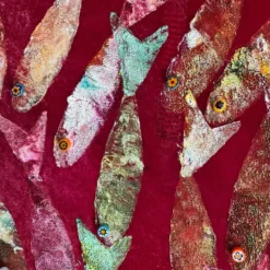 Arazzo Dipinto a Mano in Velluto Vortice Rosso