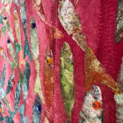 Arazzo Dipinto a Mano in Velluto Vortice Rosso