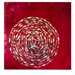 Arazzo Dipinto a Mano in Velluto Vortice Rosso