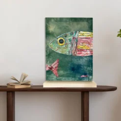 Arazzo Dipinto a Mano in Velluto Verde Big Fish