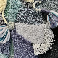 Arazzo Dittico Floral Composition in lana blu
