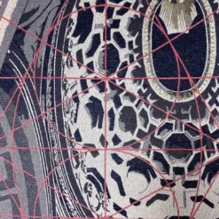 Arazzo double face Borromini in blu petrolio e Rosso Neues Rot