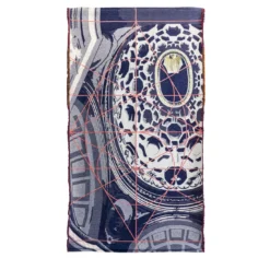 Arazzo double face Borromini in blu petrolio e Rosso Neues Rot