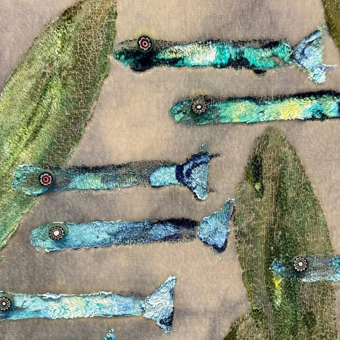 Arazzo Fantasia d'Acqua in Velluto Azzurro