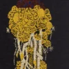 Arazzo Fantasma Giallo in lana con sfondo nero di Anna Galtarossa