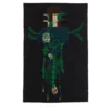 Arazzo Fantasma Verde in lana con sfondo nero di Anna Galtarossa