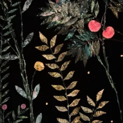 Arazzo in velluto nero Florae Incantata Peach Tree