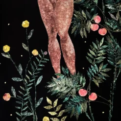 Arazzo in velluto nero Florae Incantata Peach Tree