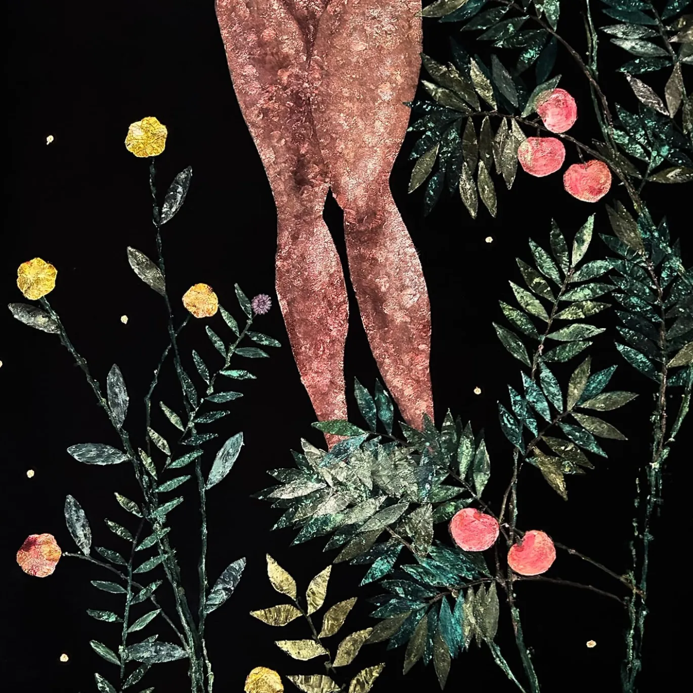 Arazzo in velluto nero Florae Incantata Peach Tree