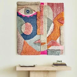 Arazzo Specular in lana rosa arancione e beige