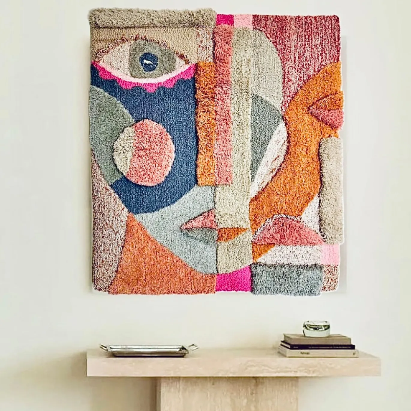 Arazzo Specular in lana rosa arancione e beige