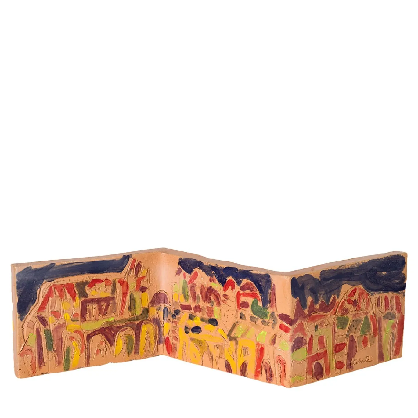 Assemblage Scultura Decorativa in Ceramica Dipinta