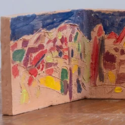 Assemblage Scultura Decorativa in Ceramica Dipinta