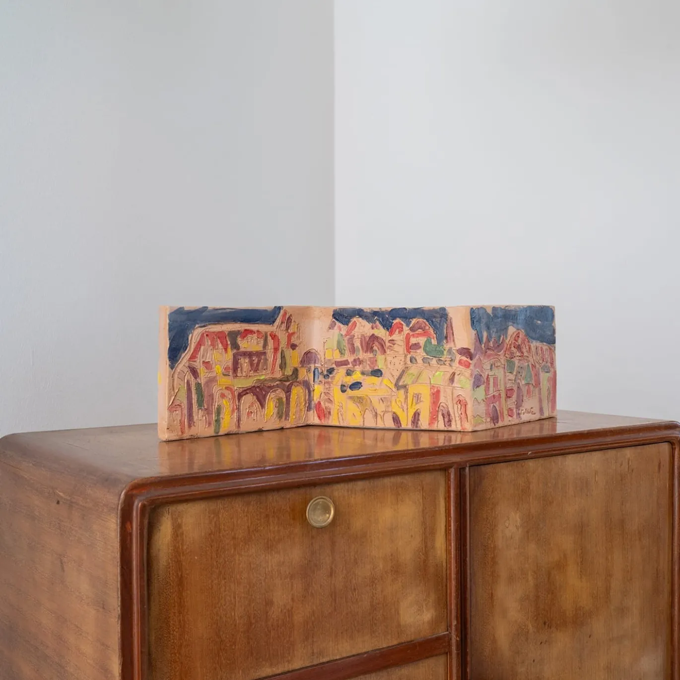 Assemblage Scultura Decorativa in Ceramica Dipinta