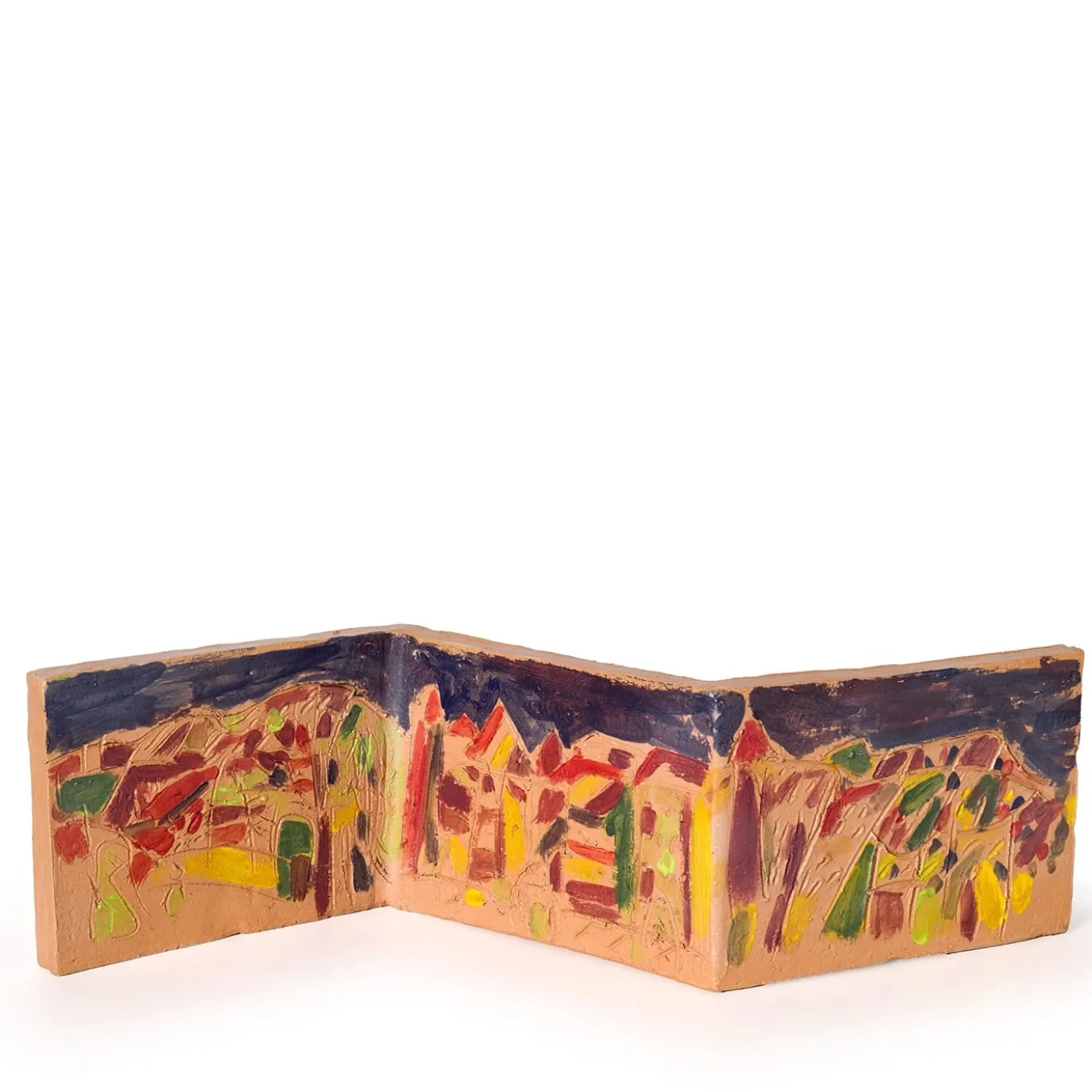 Assemblage Scultura Decorativa in Ceramica Dipinta