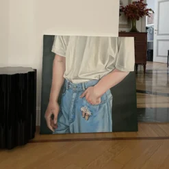 Attenta pittura a olio su tela