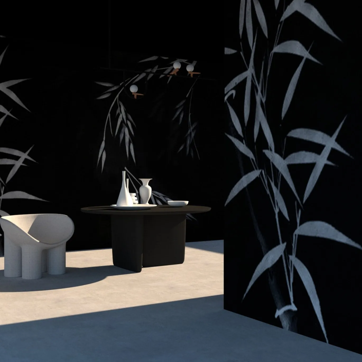 Bamboo White Row White Row Carta da parati