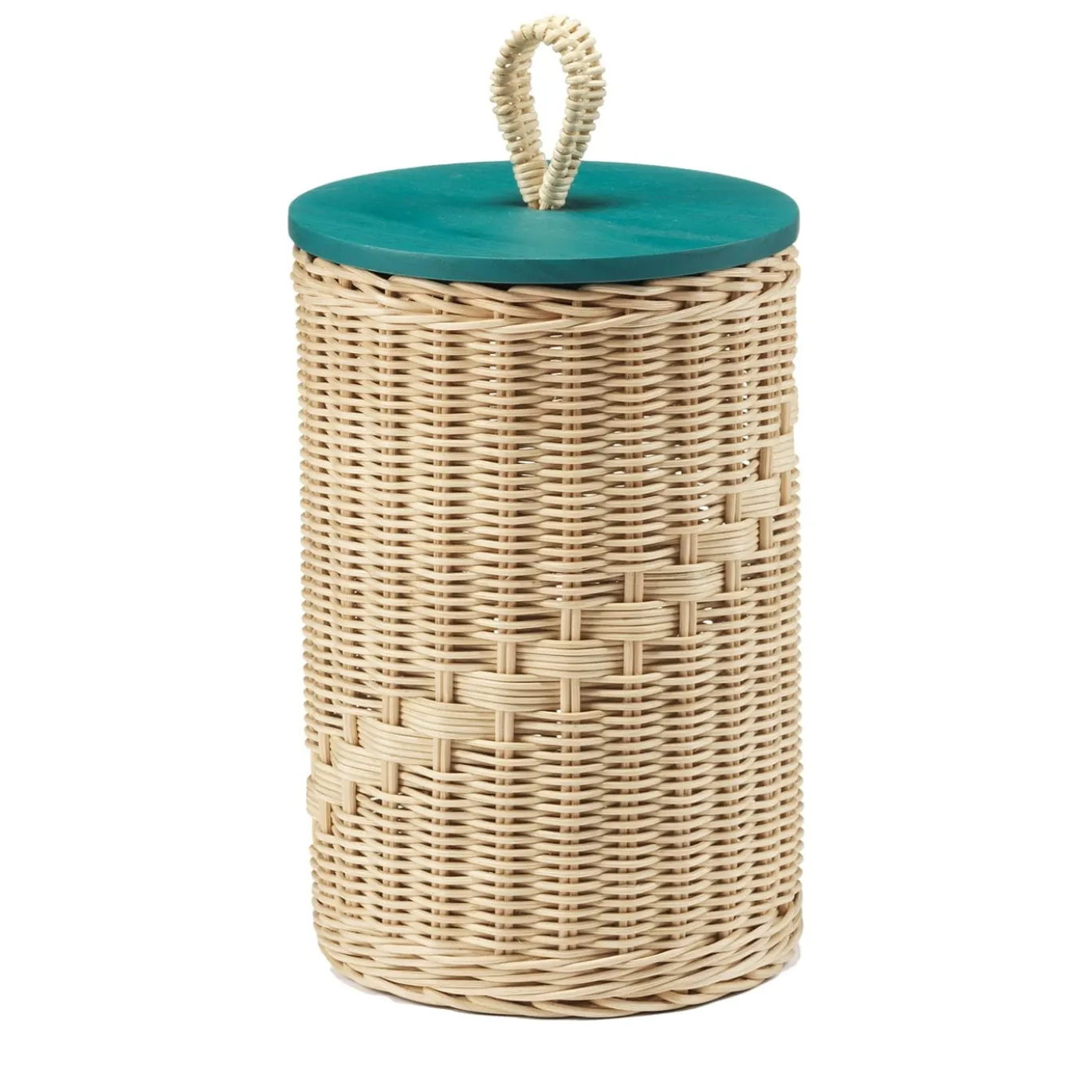 Barattolo Alto Goccia in Midollo con Coperchio in Legno Blu Pavone