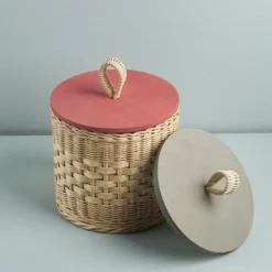 Barattolo Basso Perla in Midollo con Coperchio in Legno