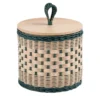 Barattolo Basso Perla in Midollo Bicolore Blu/Naturale con Coperchio in Legno