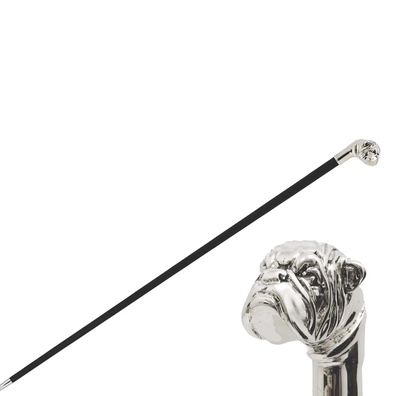 Bastone Bulldog d'argento