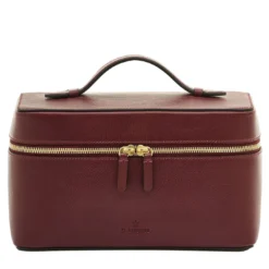 Beauty Case Grande in Pelle Amarena