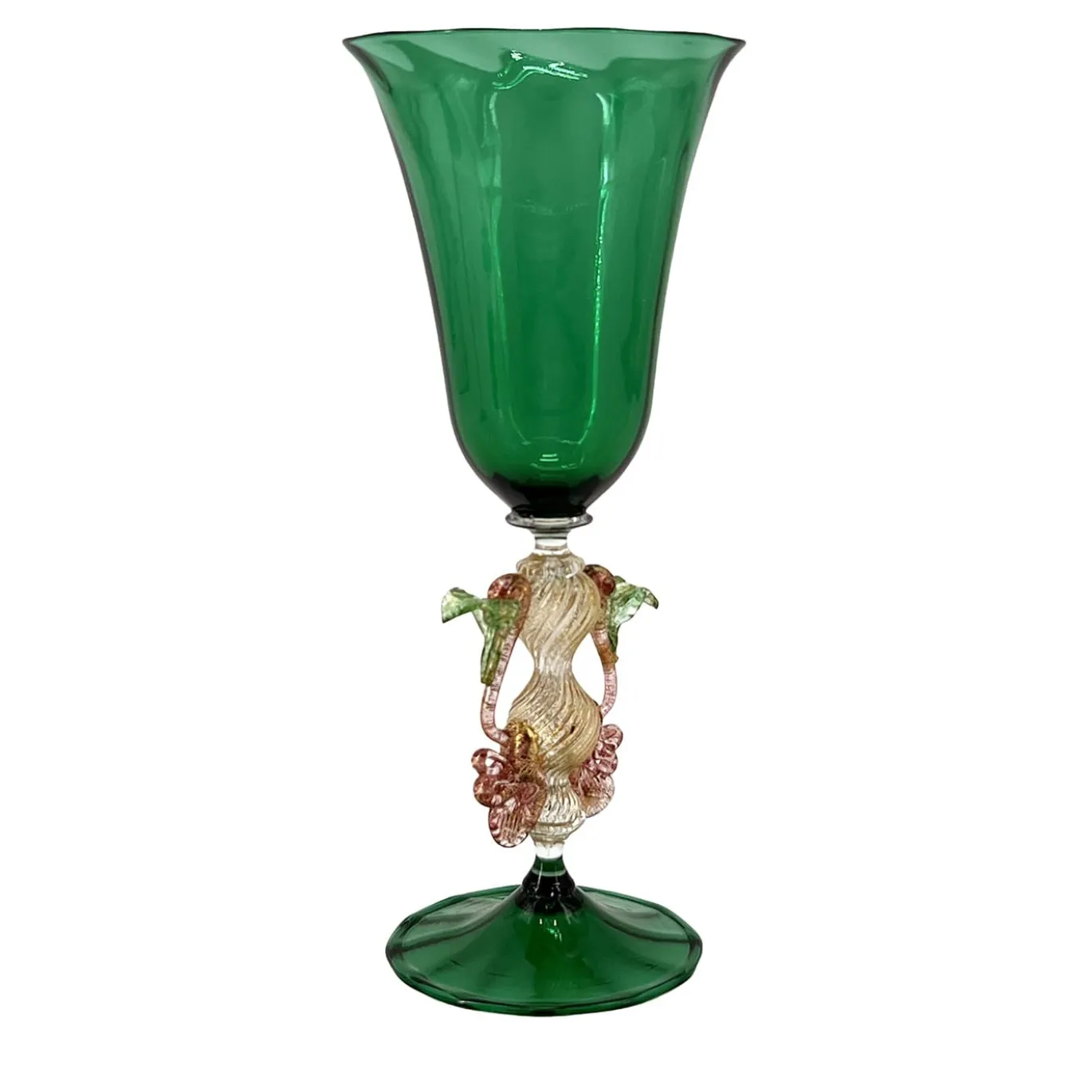 Bicchiere a stelo verde e oro Tipetto #2