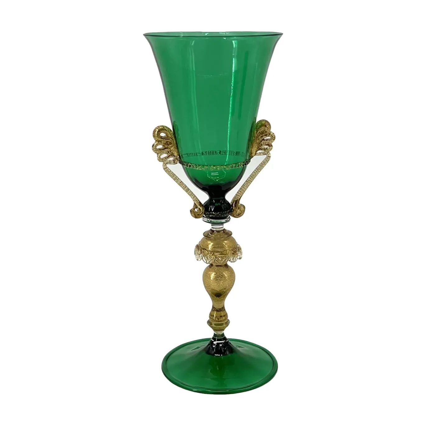 Bicchiere con stelo verde e oro Tipetto #1