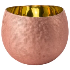Bicchiere da bere in Velvet Rosa Metal con finitura in rame e interno dorato