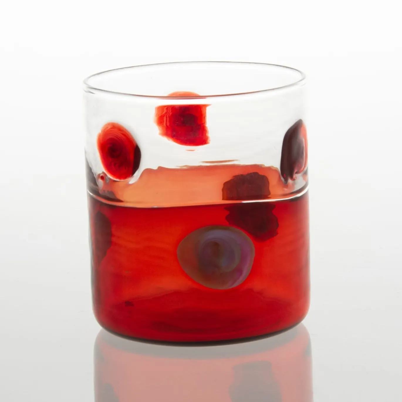 Bicchiere Mezzo & Mezzo Bolle Rosso Vetro