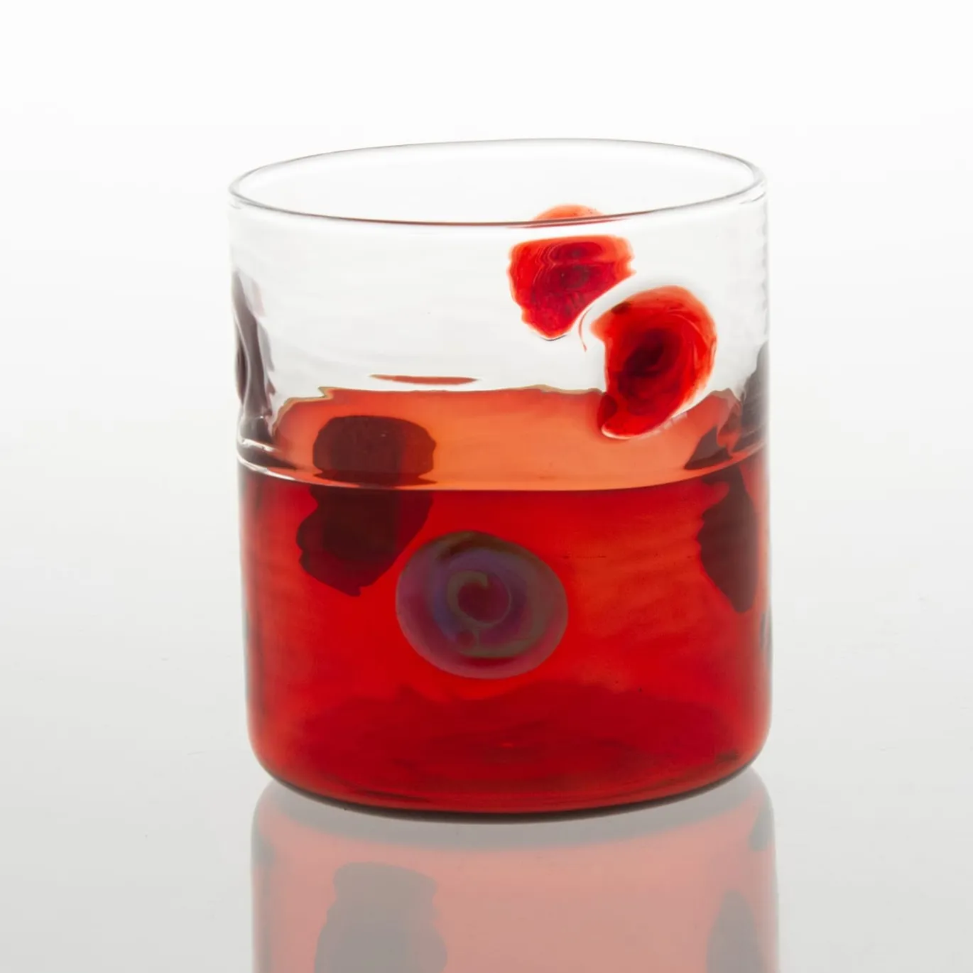 Bicchiere Mezzo & Mezzo Bolle Rosso Vetro