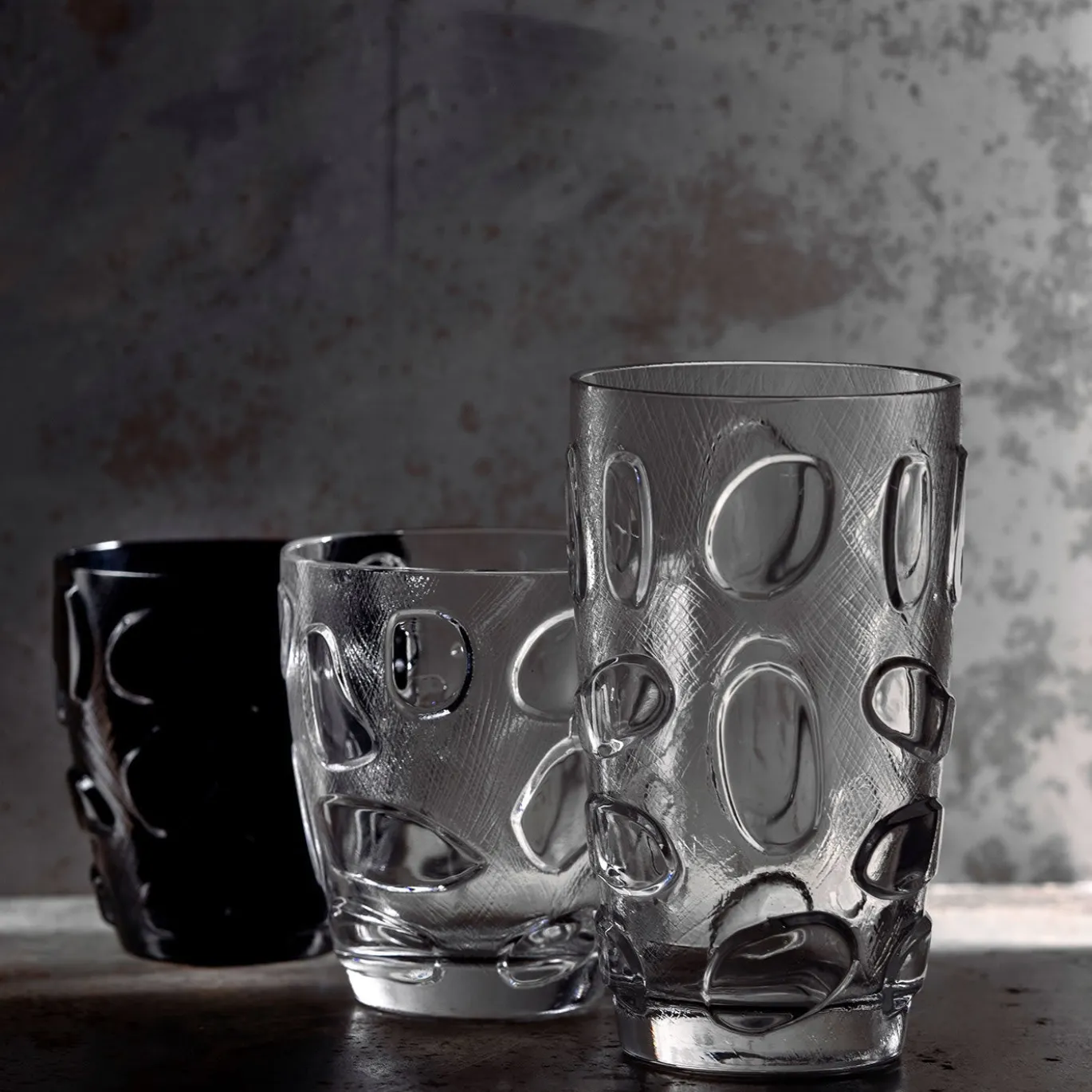 Bolle Nero Set di 2 doppi bicchieri Old Fashion di Michele De Lucchi con Alberto Nason