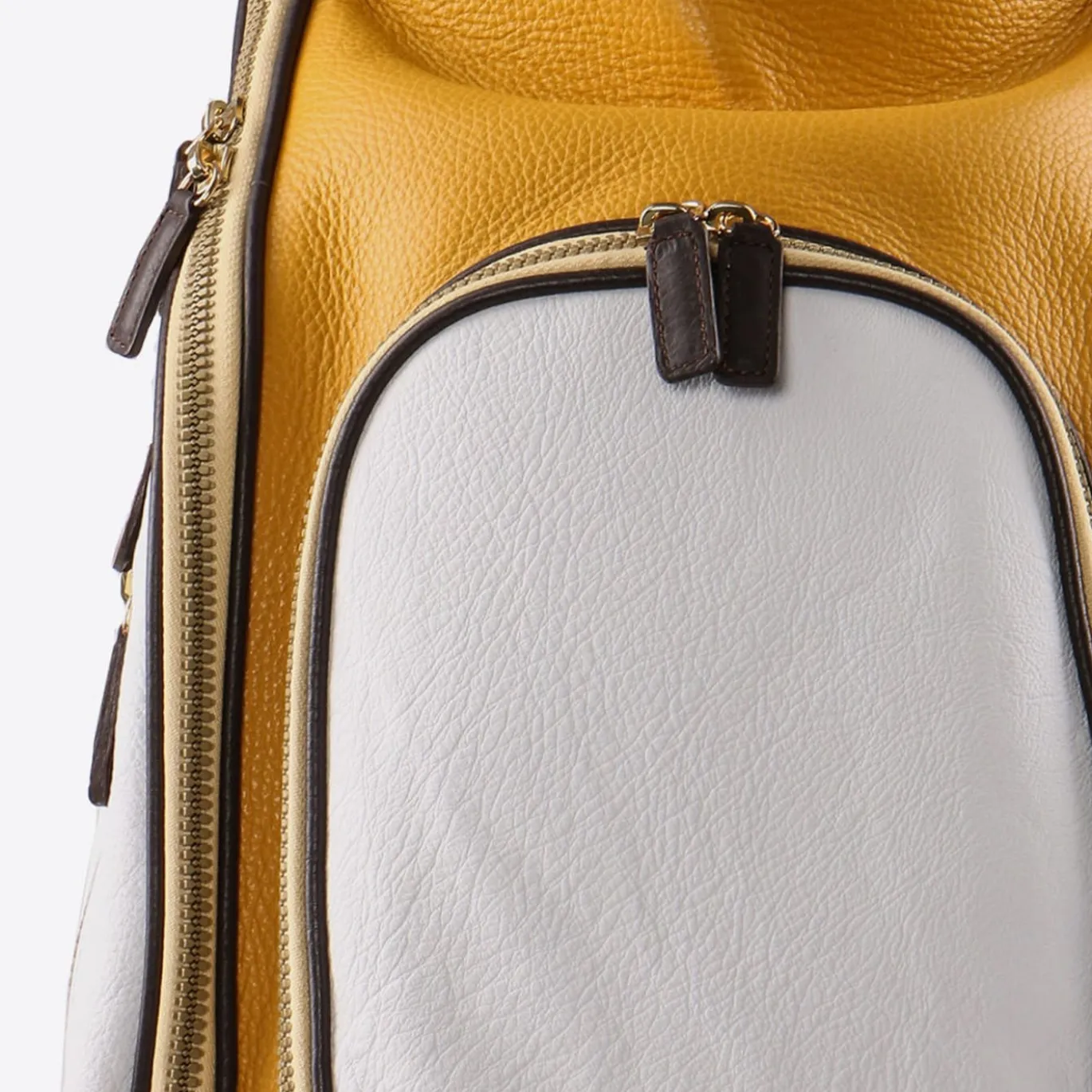 Borsa da golf bianca, gialla e marrone