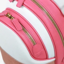 Borsa da golf Imperiale in pelle bianca e rosa